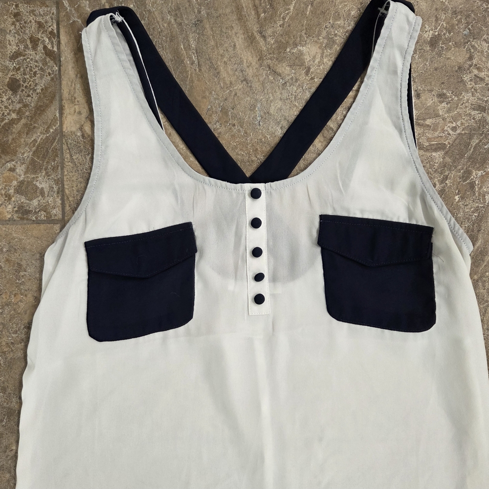 Esley Monochrome Asymmetrical Tank Top Womens S Classy Crisp - Picture 4 of 6